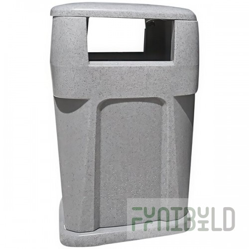 Wausau Tile TF1953 65 Gallon Plastic Square Trash Can with 4-Way Lid