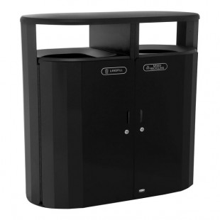 Rubbermaid® Resist® 2185042 66 Gallon Jet Black Metallic Steel Oval Dual-Stream Outdoor Trash Can / Recycling Bin Rubbermaid® Resist® 2185042 66 Gallon Jet Black Metallic Steel Oval Dual-Stream Outdoor Trash Can / Recycling Bin