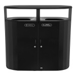 Rubbermaid® Resist® 2185042 66 Gallon Jet Black Metallic Steel Oval Dual-Stream Outdoor Trash Can / Recycling Bin Rubbermaid® Resist® 2185042 66 Gallon Jet Black Metallic Steel Oval Dual-Stream Outdoor Trash Can / Recycling Bin