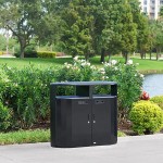 Rubbermaid® Resist® 2185042 66 Gallon Jet Black Metallic Steel Oval Dual-Stream Outdoor Trash Can / Recycling Bin Rubbermaid® Resist® 2185042 66 Gallon Jet Black Metallic Steel Oval Dual-Stream Outdoor Trash Can / Recycling Bin