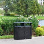 Rubbermaid® Resist® 2185042 66 Gallon Jet Black Metallic Steel Oval Dual-Stream Outdoor Trash Can / Recycling Bin Rubbermaid® Resist® 2185042 66 Gallon Jet Black Metallic Steel Oval Dual-Stream Outdoor Trash Can / Recycling Bin