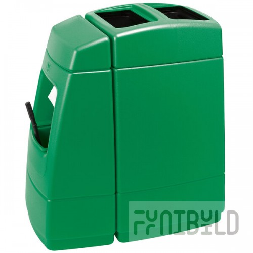 Commercial Zone 75813699 Islander Haven 1 55 Gallon Green Rectangular Open Top Trash Can with Paper Towel Dispenser, Squeegee, and Windshield Wash Station