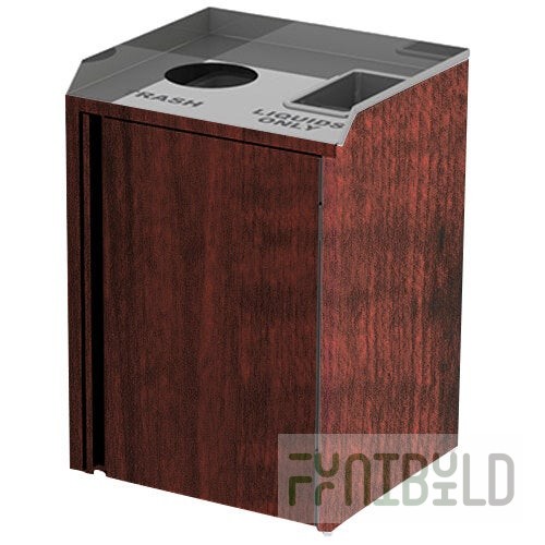 Lakeside 3420RM Rectangular Stainless Steel Liquid / Cup Refuse Station with Top Access and Red Maple Laminate Finish - 26 1/2