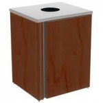 Lakeside 3420RM Rectangular Stainless Steel Liquid / Cup Refuse Station with Top Access and Red Maple Laminate Finish - 26 1/2 Lakeside 3420RM Rectangular Stainless Steel Liquid / Cup Refuse Station with Top Access and Red Maple Laminate Finish - 26 1/2