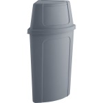 Lavex 21 Gallon Gray Corner Round Trash Can with Gray Push Door Lid