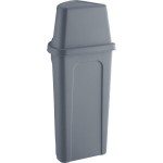 Lavex 21 Gallon Gray Corner Round Trash Can with Gray Push Door Lid
