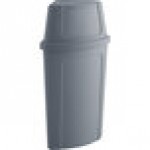 Lavex 21 Gallon Gray Corner Round Trash Can with Gray Push Door Lid