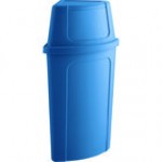 Lavex 21 Gallon Gray Corner Round Trash Can with Gray Push Door Lid