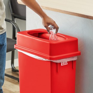 Lavex Red Slim Rectangular Trash Can Drop Shot Lid Lavex Red Slim Rectangular Trash Can Drop Shot Lid