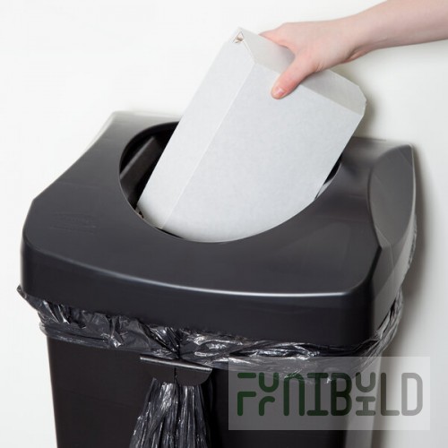 Rubbermaid® FG268988BLA Untouchable 92 Qt. / 23 Gallon Black Square Trash Can Drop Shot Lid