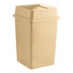 Lavex 35 Gallon Gray Square Trash Can with Drop Shot Lid