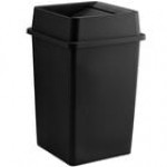 Lavex 35 Gallon Gray Square Trash Can with Drop Shot Lid