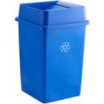 Lavex 35 Gallon Gray Square Trash Can with Drop Shot Lid