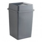 Lavex 35 Gallon Gray Square Trash Can with Drop Shot Lid