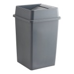 Lavex 35 Gallon Gray Square Trash Can with Drop Shot Lid