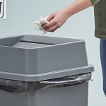 Lavex 35 Gallon Gray Square Trash Can with Drop Shot Lid