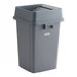 Lavex 35 Gallon Gray Square Trash Can with Drop Shot Lid