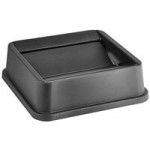 Lavex 35 Gallon Gray Square Trash Can with Drop Shot Lid
