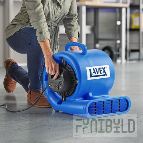 Lavex 3-Speed Compact Air Mover with GFCI Power Outlets - 3/4 hp, 1,400 CFM