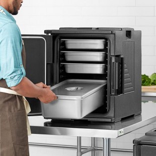 Choice Black Front-Loading Insulated Food Pan Carrier - 6 Full-Size Pan Capacity