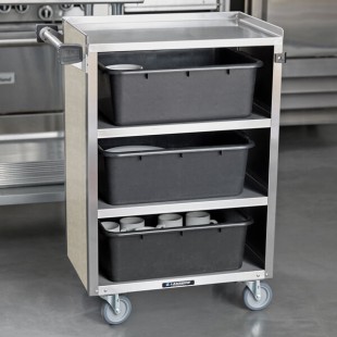 Lakeside 815BS 4 Shelf Medium Duty Stainless Steel Utility Cart with Enclosed Base and Beige Suede Finish - 16 7/8 Lakeside 815BS 4 Shelf Medium Duty Stainless Steel Utility Cart with Enclosed Base and Beige Suede Finish - 16 7/8