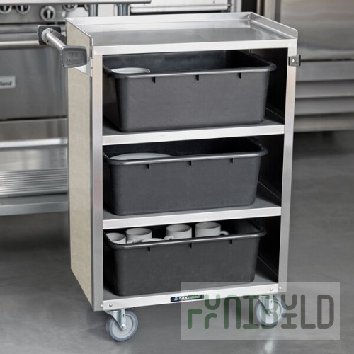 Lakeside 815BS 4 Shelf Medium Duty Stainless Steel Utility Cart with Enclosed Base and Beige Suede Finish - 16 7/8