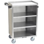 Lakeside 815BS 4 Shelf Medium Duty Stainless Steel Utility Cart with Enclosed Base and Beige Suede Finish - 16 7/8 Lakeside 815BS 4 Shelf Medium Duty Stainless Steel Utility Cart with Enclosed Base and Beige Suede Finish - 16 7/8