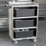 Lakeside 815BS 4 Shelf Medium Duty Stainless Steel Utility Cart with Enclosed Base and Beige Suede Finish - 16 7/8 Lakeside 815BS 4 Shelf Medium Duty Stainless Steel Utility Cart with Enclosed Base and Beige Suede Finish - 16 7/8