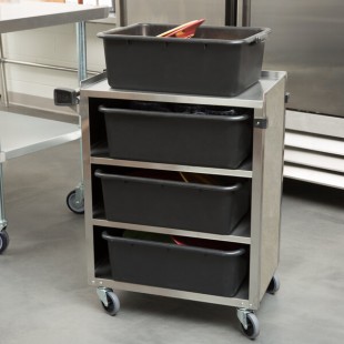 Lakeside 615BS 4 Shelf Standard Duty Stainless Steel Utility Cart with Enclosed Base and Beige Suede Finish - 16 1/2