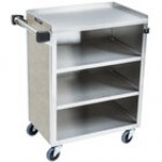 Lakeside 615BS 4 Shelf Standard Duty Stainless Steel Utility Cart with Enclosed Base and Beige Suede Finish - 16 1/2 Lakeside 615BS 4 Shelf Standard Duty Stainless Steel Utility Cart with Enclosed Base and Beige Suede Finish - 16 1/2