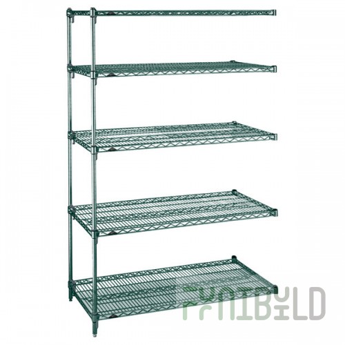Metro 5AA467K3 Stationary Super Erecta Adjustable 2 Series Metroseal Green Wire Shelving Add On Unit - 21