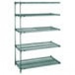 Metro 5AA467K3 Stationary Super Erecta Adjustable 2 Series Metroseal Green Wire Shelving Add On Unit - 21 Metro 5AA467K3 Stationary Super Erecta Adjustable 2 Series Metroseal Green Wire Shelving Add On Unit - 21