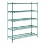 Metro 5AA467K3 Stationary Super Erecta Adjustable 2 Series Metroseal Green Wire Shelving Add On Unit - 21 Metro 5AA467K3 Stationary Super Erecta Adjustable 2 Series Metroseal Green Wire Shelving Add On Unit - 21