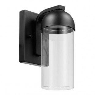 Globe Traditional Matte Black Outdoor LED Wall Sconce with Cylindrical Glass Shade - 120V, 12W Globe Traditional Matte Black Outdoor LED Wall Sconce with Cylindrical Glass Shade - 120V, 12W