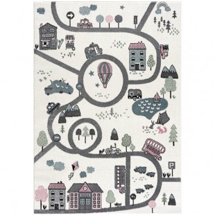 Abani Play Collection 4' x 6' Multicolor Contemporary Garden Town Area Rug