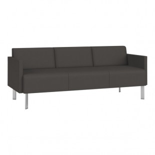 Lesro Luxe Lounge Series Patriot Plus Charcoal Vinyl 3-Seat Sofa with Upholstered Arms and Steel Legs Lesro Luxe Lounge Series Patriot Plus Charcoal Vinyl 3-Seat Sofa with Upholstered Arms and Steel Legs