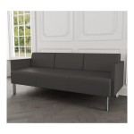 Lesro Luxe Lounge Series Patriot Plus Charcoal Vinyl 3-Seat Sofa with Upholstered Arms and Steel Legs Lesro Luxe Lounge Series Patriot Plus Charcoal Vinyl 3-Seat Sofa with Upholstered Arms and Steel Legs