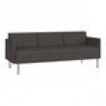 Lesro Luxe Lounge Series Patriot Plus Charcoal Vinyl 3-Seat Sofa with Upholstered Arms and Steel Legs Lesro Luxe Lounge Series Patriot Plus Charcoal Vinyl 3-Seat Sofa with Upholstered Arms and Steel Legs