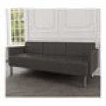 Lesro Luxe Lounge Series Patriot Plus Charcoal Vinyl 3-Seat Sofa with Upholstered Arms and Steel Legs Lesro Luxe Lounge Series Patriot Plus Charcoal Vinyl 3-Seat Sofa with Upholstered Arms and Steel Legs