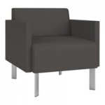 Lesro Luxe Lounge Series Patriot Plus Charcoal Vinyl 3-Seat Sofa with Upholstered Arms and Steel Legs Lesro Luxe Lounge Series Patriot Plus Charcoal Vinyl 3-Seat Sofa with Upholstered Arms and Steel Legs