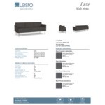 Lesro Luxe Lounge Series Patriot Plus Charcoal Vinyl 3-Seat Sofa with Upholstered Arms and Steel Legs Lesro Luxe Lounge Series Patriot Plus Charcoal Vinyl 3-Seat Sofa with Upholstered Arms and Steel Legs