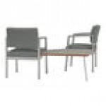 Lesro Lenox Steel Open House Asteroid Fabric Two Guest Arm Chairs with Sarum Twill Laminate Connecting Corner Table