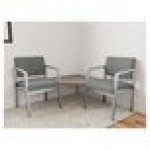 Lesro Lenox Steel Open House Asteroid Fabric Two Guest Arm Chairs with Sarum Twill Laminate Connecting Corner Table