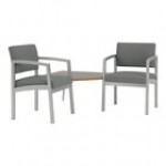 Lesro Lenox Steel Open House Asteroid Fabric Two Guest Arm Chairs with Sarum Twill Laminate Connecting Corner Table