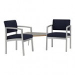 Lesro Lenox Steel Open House Asteroid Fabric Two Guest Arm Chairs with Sarum Twill Laminate Connecting Corner Table