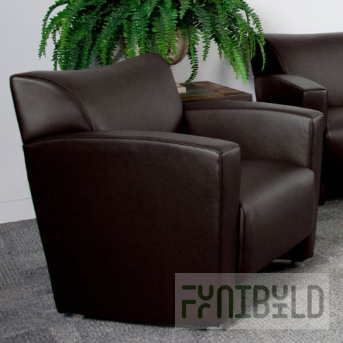 Flash Furniture 222-1-BN-GG Hercules Majesty Brown Leather Chair with Aluminum Feet