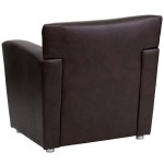 Flash Furniture 222-1-BN-GG Hercules Majesty Brown Leather Chair with Aluminum Feet