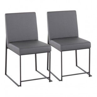 LumiSource Fuji Gray Faux Leather High-Back Side Chair with Black Brushed Stainless Steel Frame - 2/Case LumiSource Fuji Gray Faux Leather High-Back Side Chair with Black Brushed Stainless Steel Frame - 2/Case
