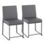 LumiSource Fuji Gray Faux Leather High-Back Side Chair with Black Brushed Stainless Steel Frame - 2/Case LumiSource Fuji Gray Faux Leather High-Back Side Chair with Black Brushed Stainless Steel Frame - 2/Case