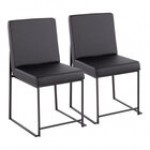 LumiSource Fuji Gray Faux Leather High-Back Side Chair with Black Brushed Stainless Steel Frame - 2/Case LumiSource Fuji Gray Faux Leather High-Back Side Chair with Black Brushed Stainless Steel Frame - 2/Case